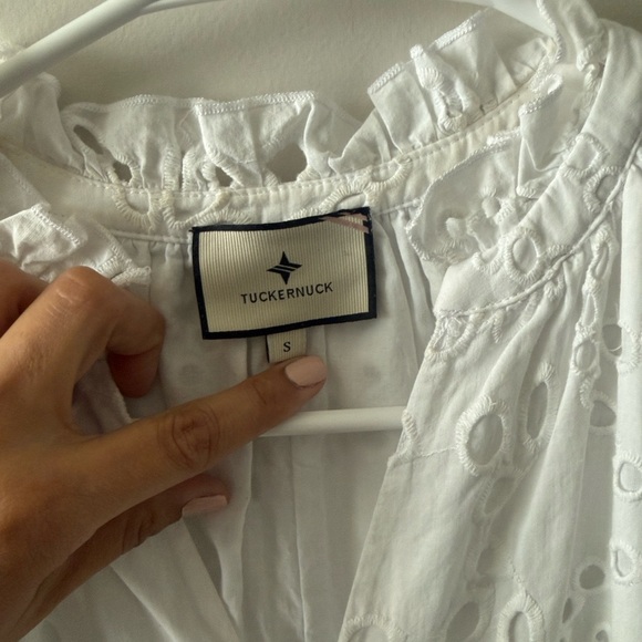 Tuckernuck White Eyelet Puff-Sleeve Midi Dress - Picture 5 of 7